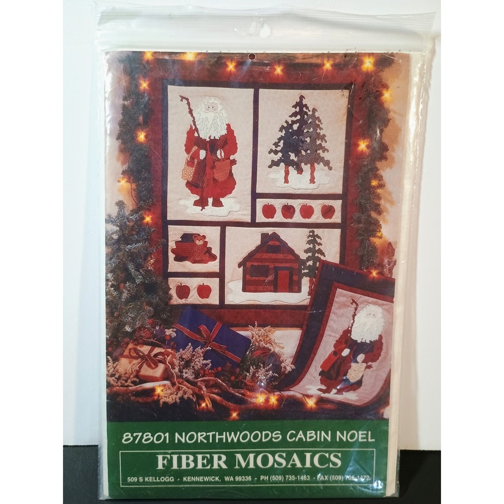 Fiber Mosaics 87801 Northwoods Cabin Noel Rustic Woodland Santa Quilt Pattern‎